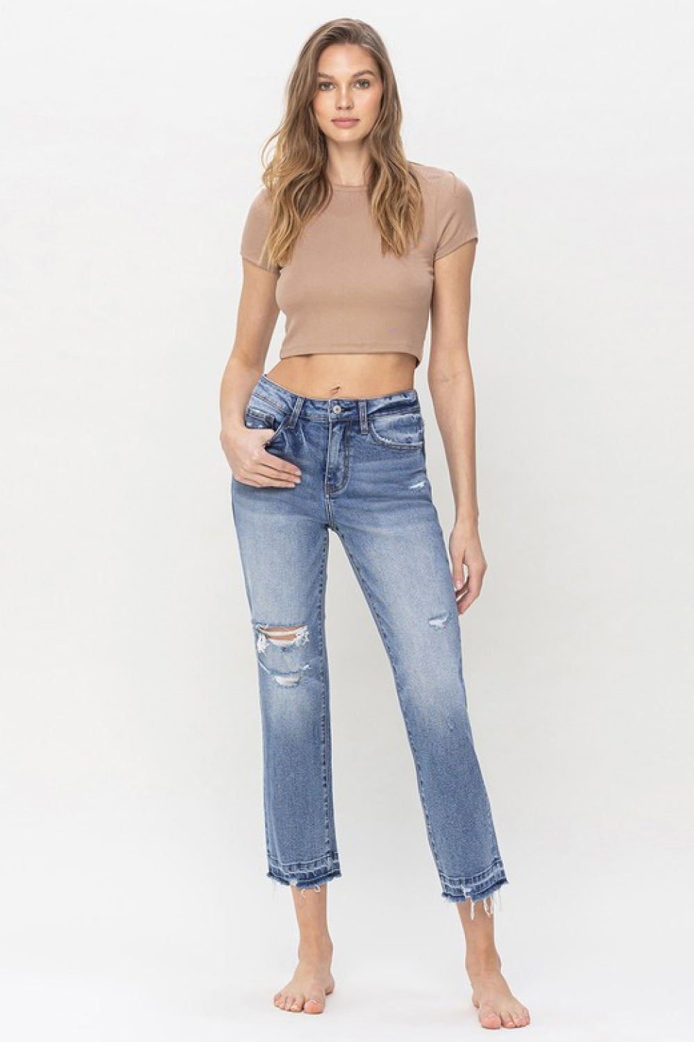 Lovervet Full Size Lena High Rise Crop Straight Jeans  | KIKI COUTURE