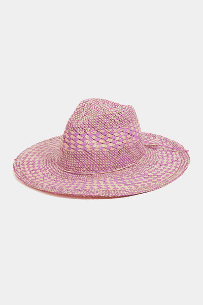 Fame Checkered Straw Weave Sun Hat  | KIKI COUTURE