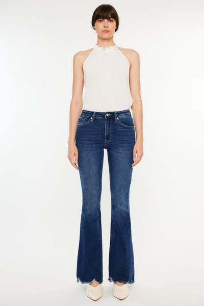 Kancan Cat's Whiskers Raw Hem Flare Jeans  | KIKI COUTURE