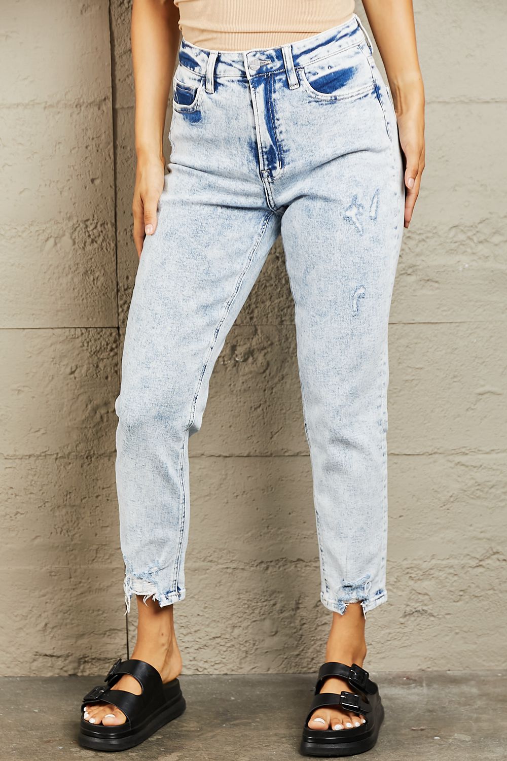 BAYEAS High Waisted Acid Wash Skinny Jeans  | KIKI COUTURE