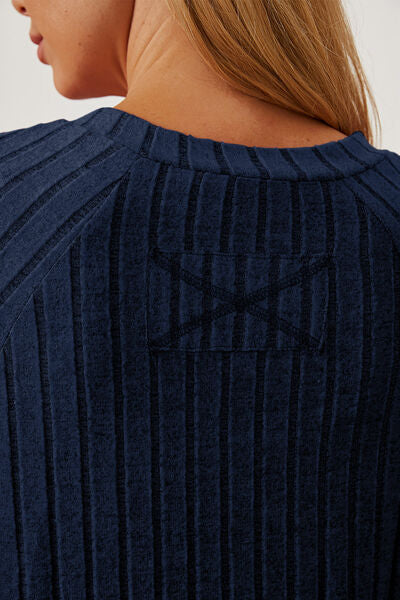 Basic Bae Full Size Ribbed Thumbhole Sleeve T-Shirt  | KIKI COUTURE