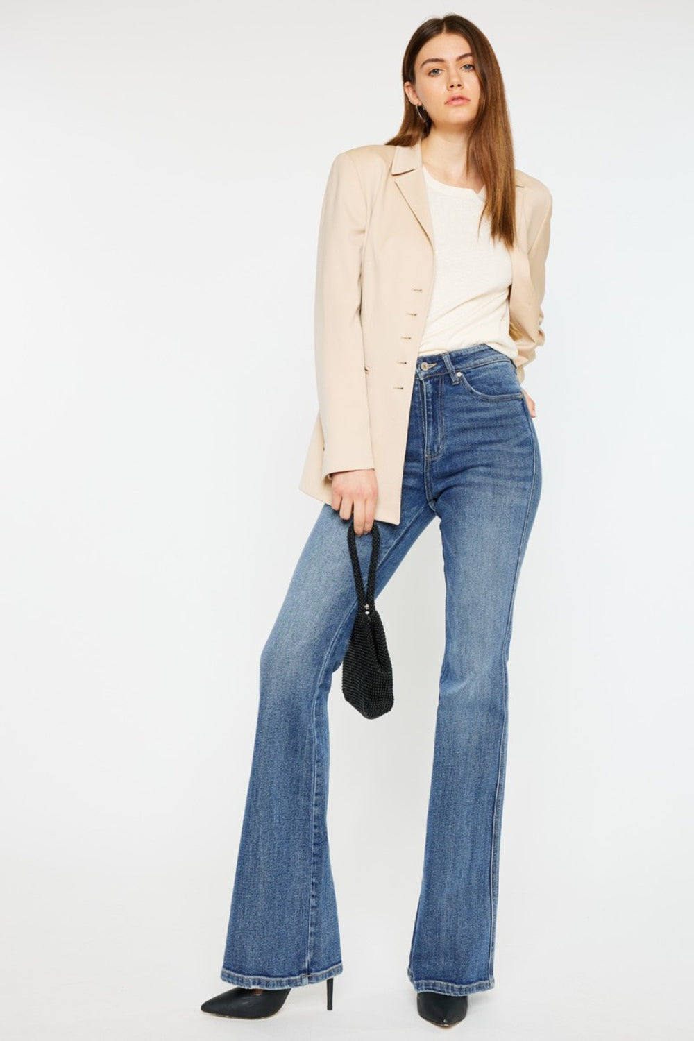 Kancan Cat's Whiskers High Waist Flare Jeans  | KIKI COUTURE