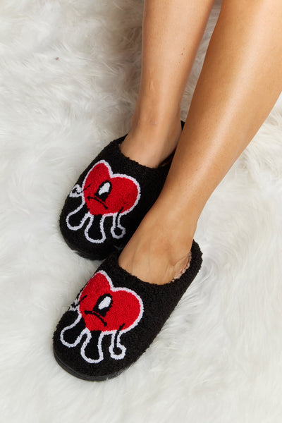 Melody Love Heart Print Plush Slippers  | KIKI COUTURE