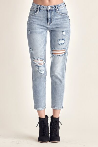 RISEN Distressed Slim Cropped Jeans  | KIKI COUTURE
