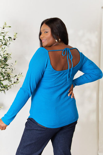 Culture Code Full Size Ribbed Sweetheart Neck Knit Top  | KIKI COUTURE