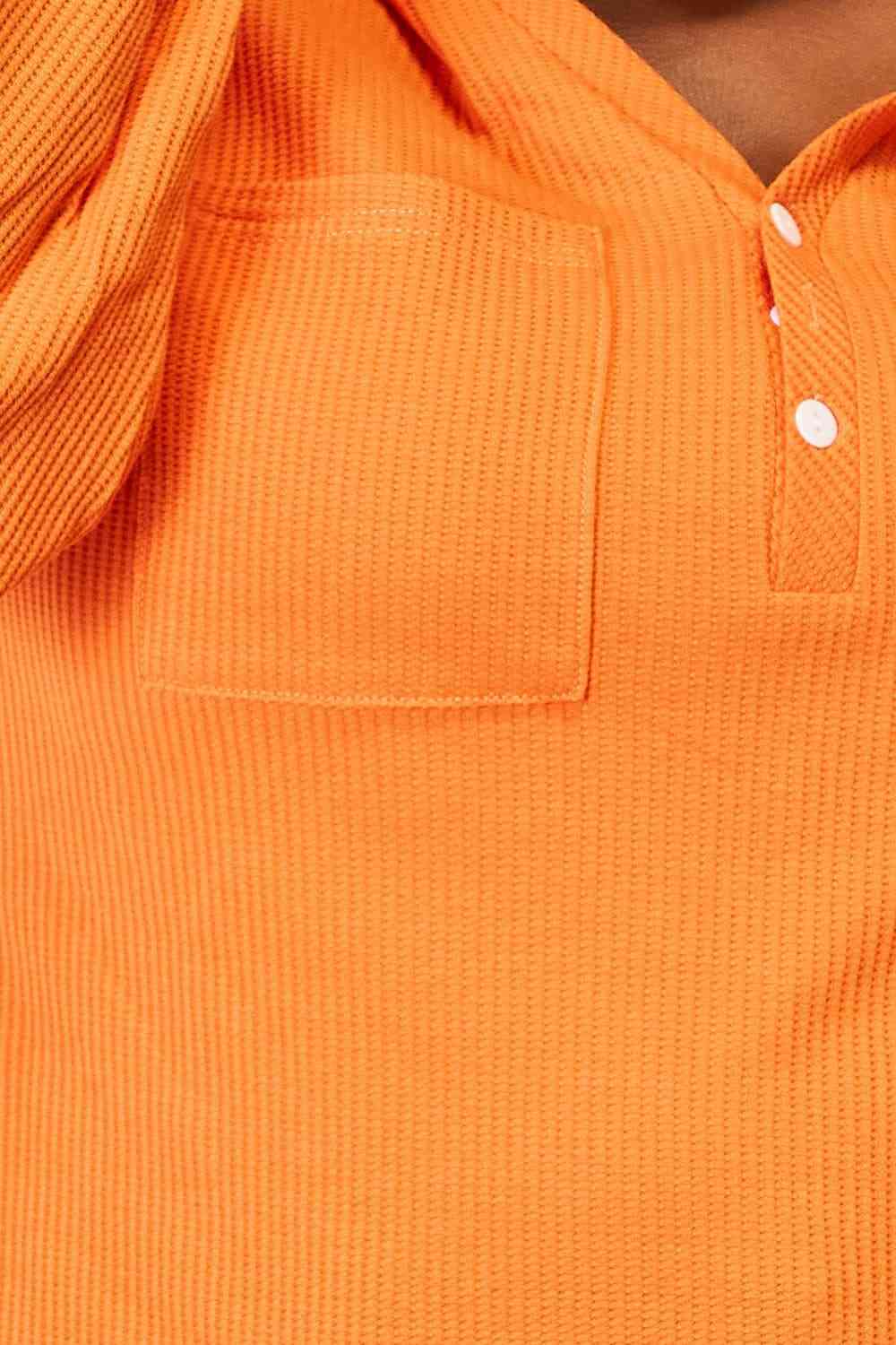 Basic Bae Side Slit Buttoned Waffle Knit Hoodie  | KIKI COUTURE