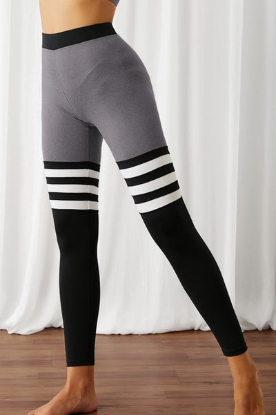 Color Block Elastic Waistband Active Leggings  | KIKI COUTURE-Women's Clothing, Designer Fashions, Shoes, Bags