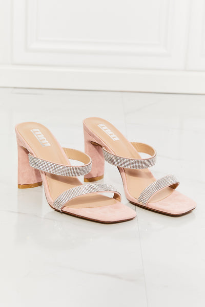 Leave A Little Sparkle Rhinestone Block Heel Sandal in Pink | KIKI COUTURE