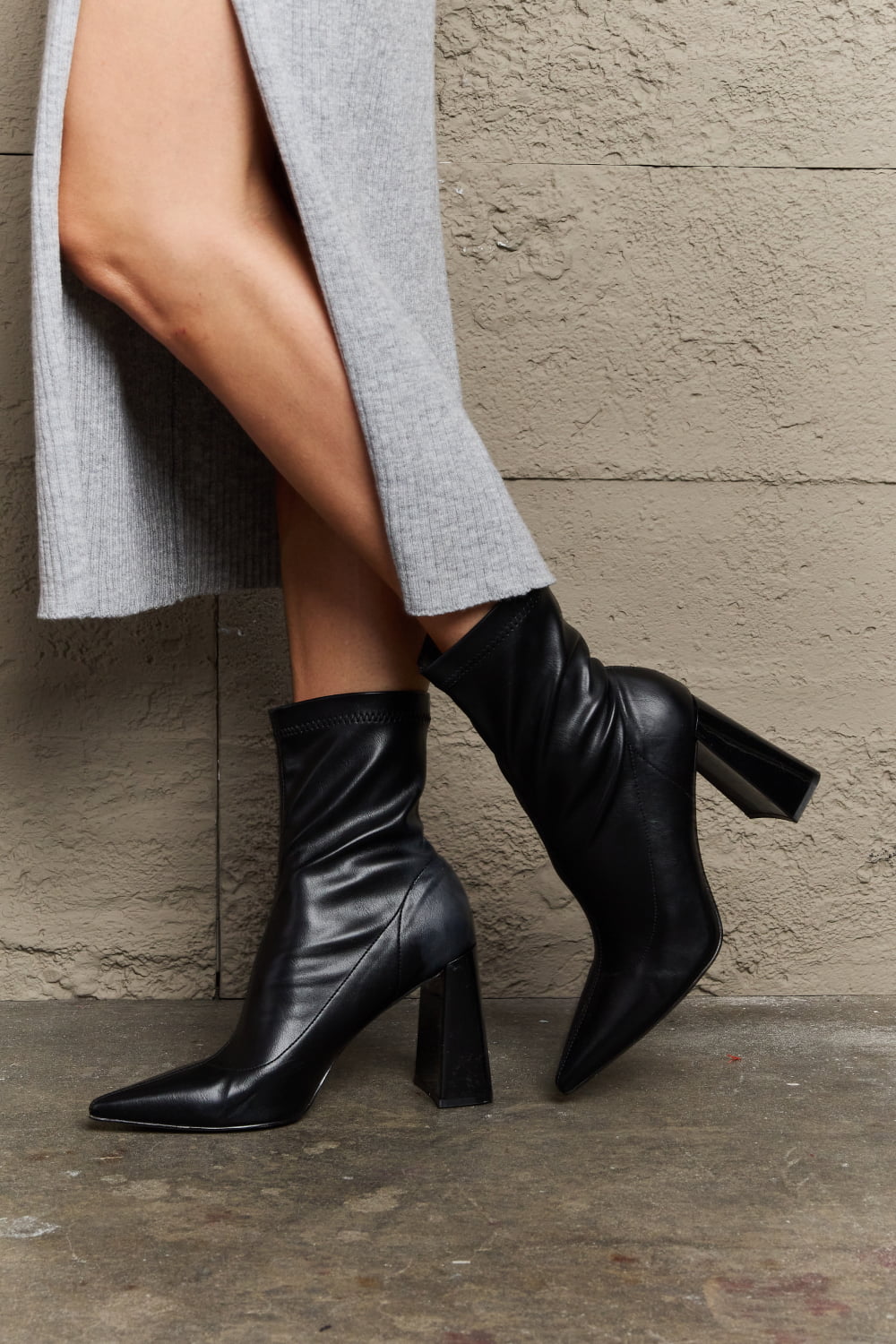 Weeboo Stacy Block Heel Sock Boots | KIKI COUTURE
