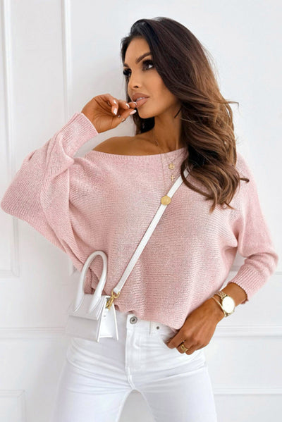 Ribbed Boat Neck Sweater  | KIKI COUTURE