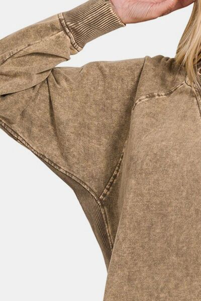 Zenana Pocketed Round Neck Sweatshirt  | KIKI COUTURE