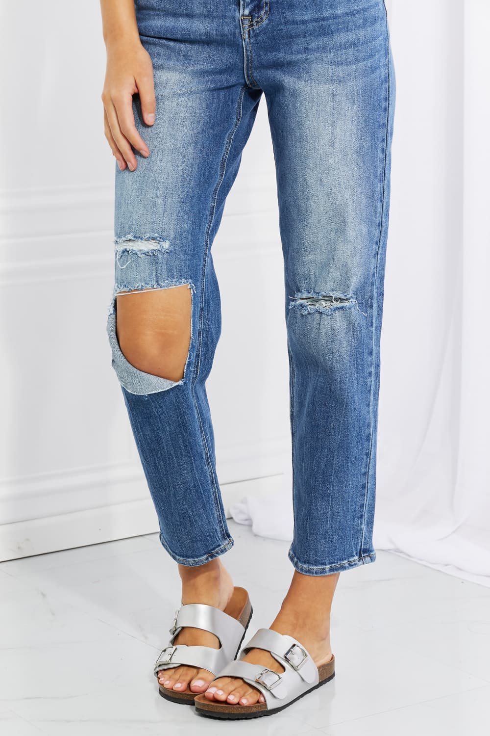 RISEN Full Size Emily High Rise Relaxed Jeans  | KIKI COUTURE