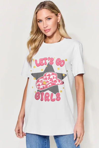 Simply Love Full Size LET'S GO GIRLS Round Neck Short Sleeve T-Shirt  | KIKI COUTURE