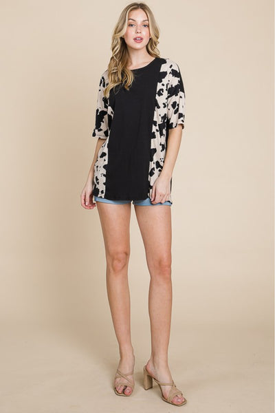 BOMBOM Rodeo Love Ribbed Animal Contrast Tee  | KIKI COUTURE