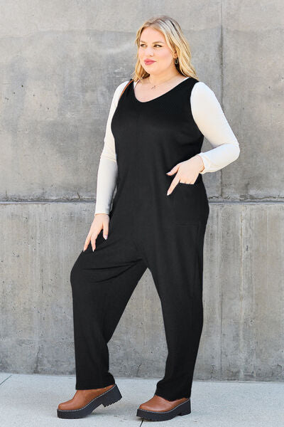 Double Take Full Size Sleeveless Straight Jumpsuit  | KIKI COUTURE