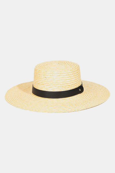 Fame Flat Brim Straw Weave Hat  | KIKI COUTURE