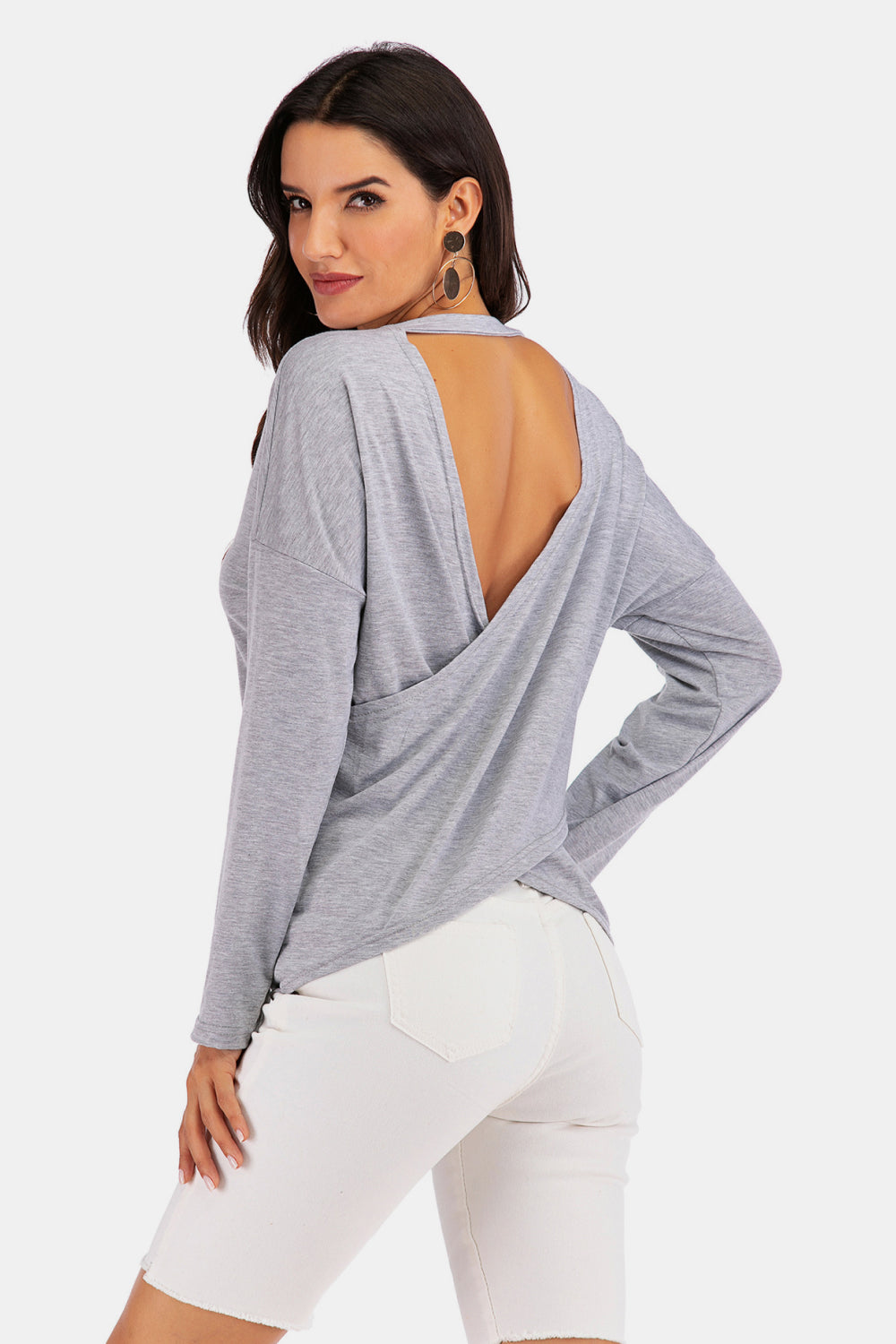 Cold-Shoulder Asymmetrical Neck Sweatshirt  | KIKI COUTURE-Women's Clothing, Designer Fashions, Shoes, Bags