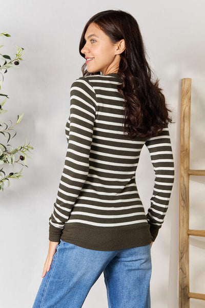 Zenana Full Size Striped Snap Down Cardigan  | KIKI COUTURE