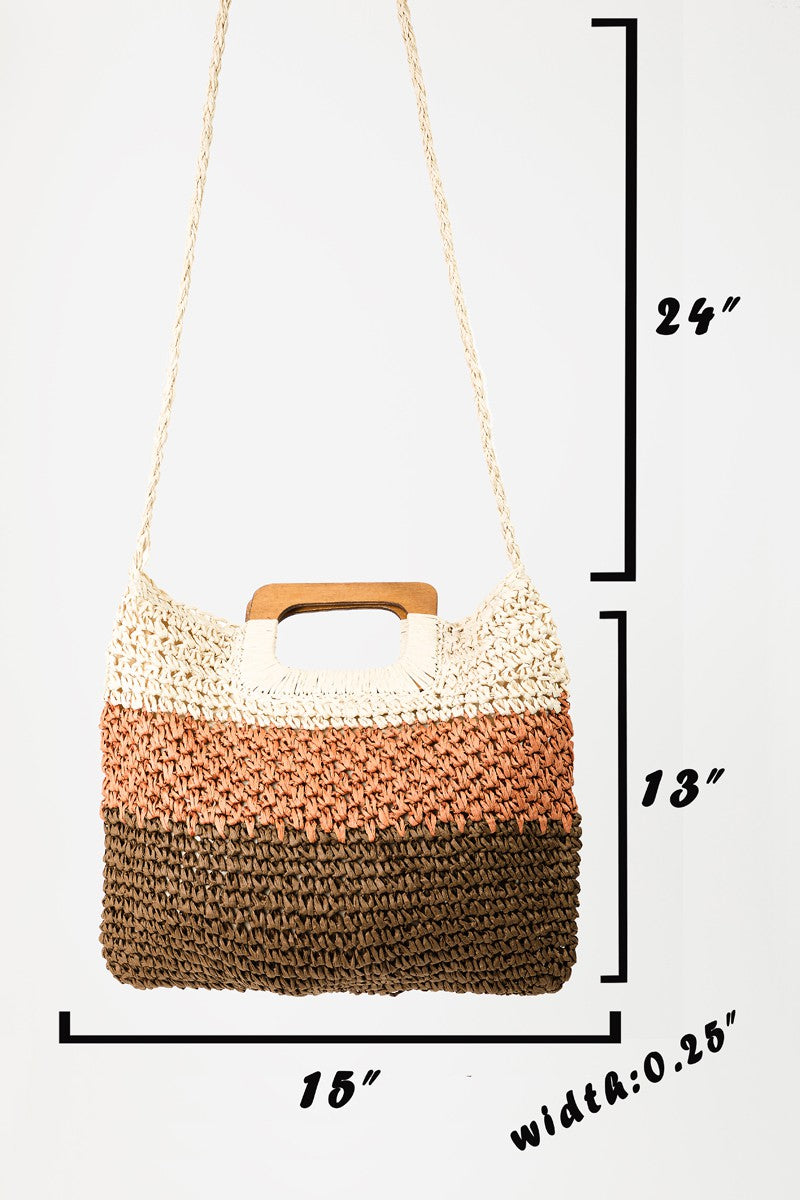 Fame Color Block Double-Use Braided Tote Bag  | KIKI COUTURE