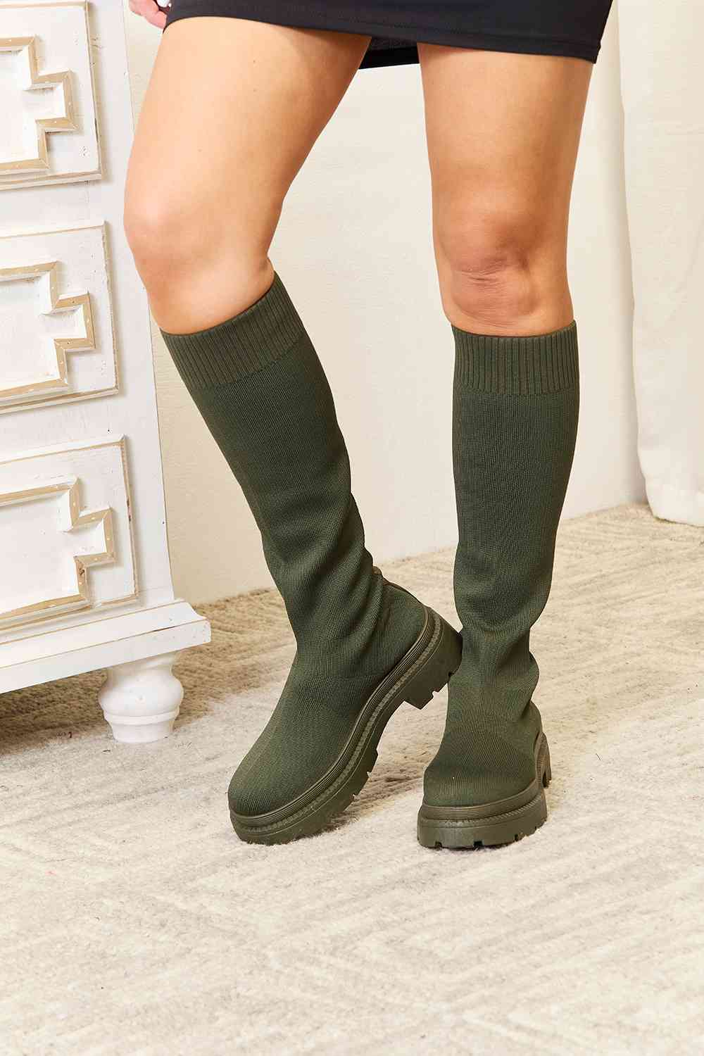 WILD DIVA Footwear Knee High Platform Sock Boots  | KIKI COUTURE