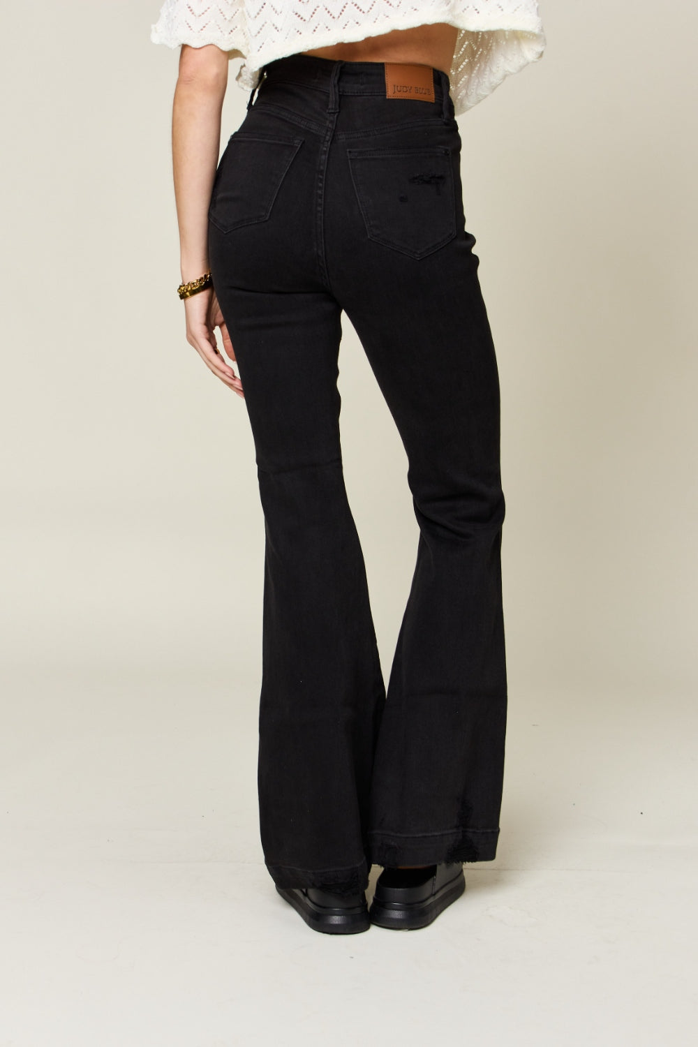 Judy Blue Full Size High Waist Distressed Flare Jeans  | KIKI COUTURE