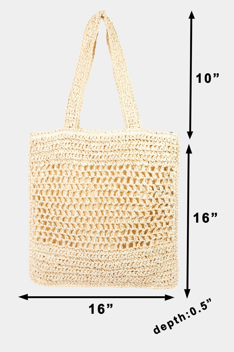 Fame Straw-Paper Crochet Tote Bag  | KIKI COUTURE
