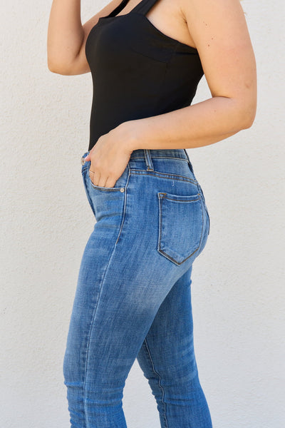 Kancan Lindsay Full Size Raw Hem High Rise Skinny Jeans  | KIKI COUTURE