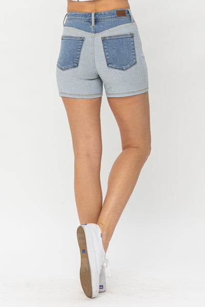 Judy Blue Full Size Color Block Denim Shorts  | KIKI COUTURE