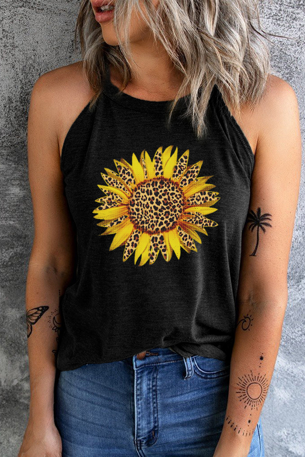 Sunflower Graphic Round Neck Tank  | KIKI COUTURE