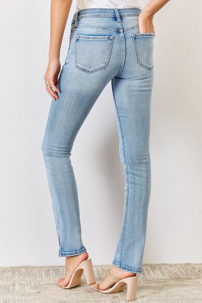 Kancan Full Size Mid Rise Y2K Slit Bootcut Jeans  | KIKI COUTURE