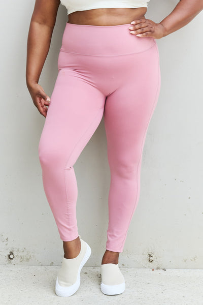 Zenana Fit For You Full Size High Waist Active Leggings in Light Rose  | KIKI COUTURE