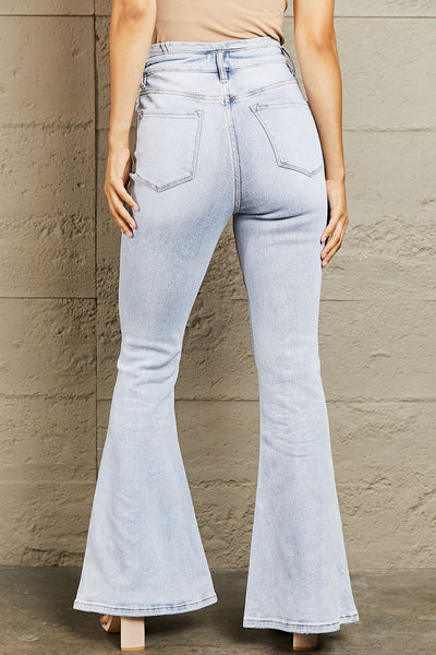 BAYEAS High Waisted Button Fly Flare Jeans  | KIKI COUTURE