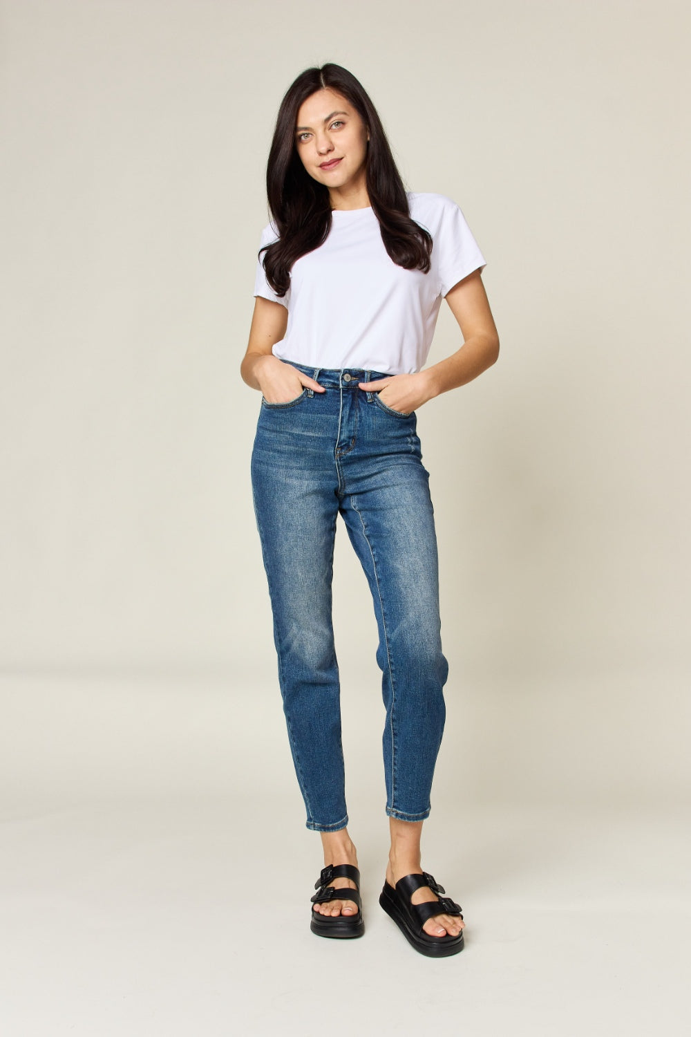 Judy Blue Full Size Tummy Control High Waist Slim Jeans  | KIKI COUTURE