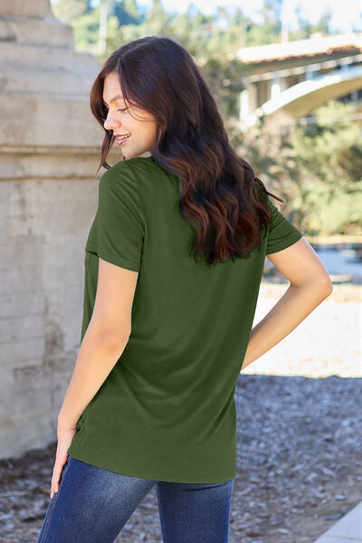 Basic Bae Full Size V-Neck Short Sleeve T-Shirt  | KIKI COUTURE