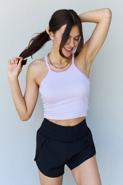 Ninexis Everyday Staple Soft Modal Short Strap Ribbed Tank Top in Lavender  | KIKI COUTURE