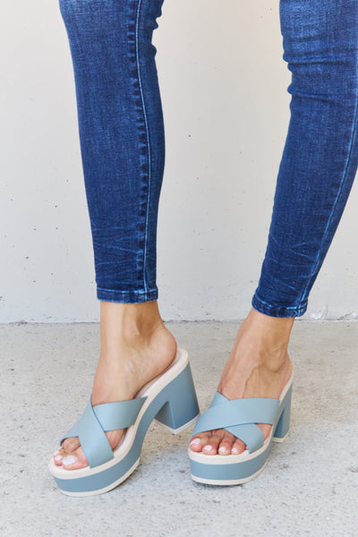 Weeboo Cherish The Moments Contrast Platform Sandals in Misty Blue  | KIKI COUTURE