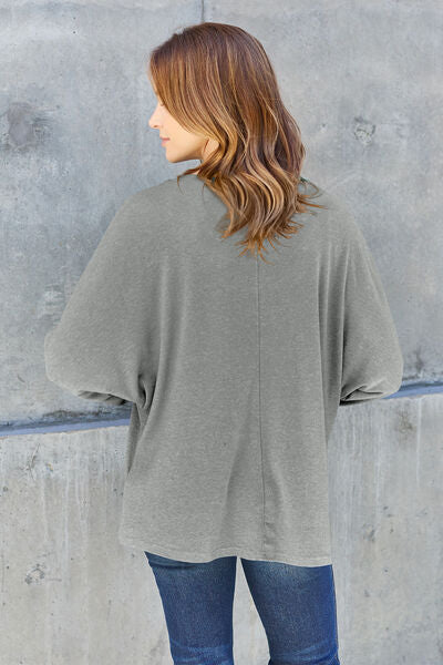 Double Take Full Size Round Neck Long Sleeve T-Shirt  | KIKI COUTURE