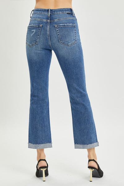 RISEN Full Size Button Fly Cropped Bootcut Jeans  | KIKI COUTURE