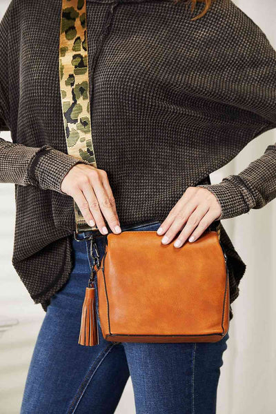 SHOMICO PU Leather Wide Strap Crossbody Bag  | KIKI COUTURE