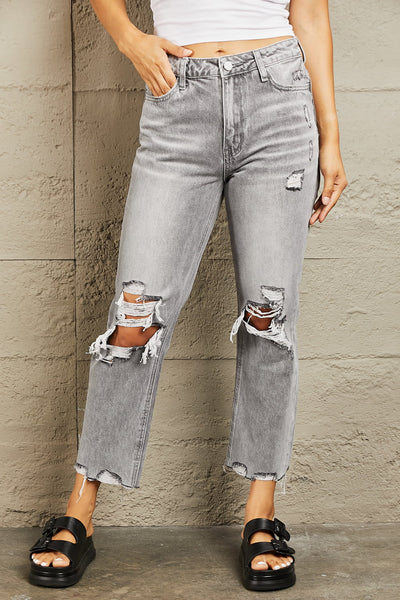 BAYEAS High Waisted Cropped Straight Jeans  | KIKI COUTURE