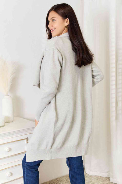 Double Take Open Front Duster Cardigan with Pockets  | KIKI COUTURE