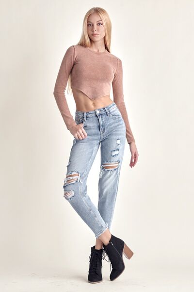 RISEN Distressed Slim Cropped Jeans  | KIKI COUTURE