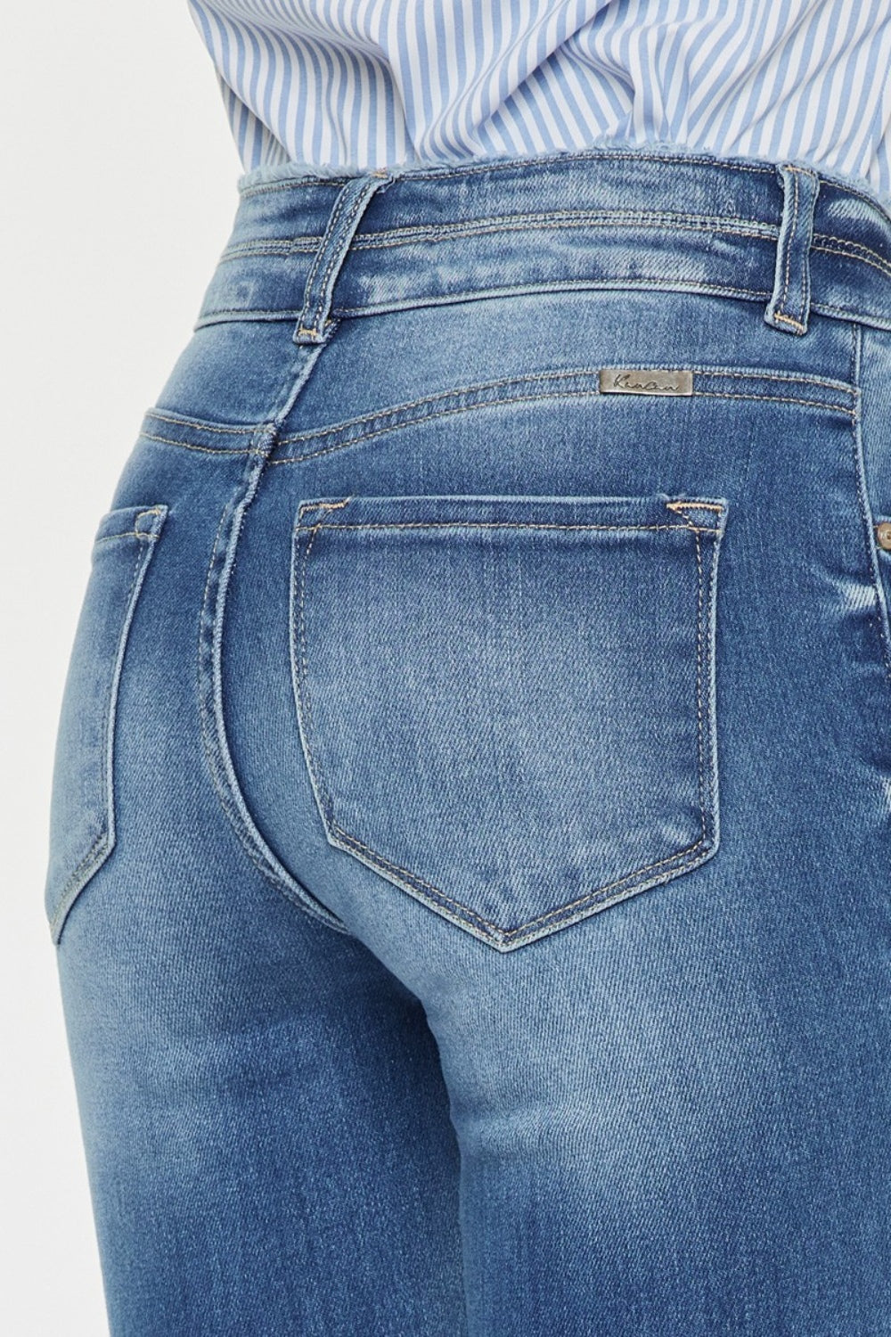 Kancan Distressed Raw Hem High Waist Jeans  | KIKI COUTURE