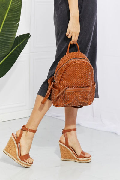 SHOMICO Certainly Chic Faux Leather Woven Backpack  | KIKI COUTURE