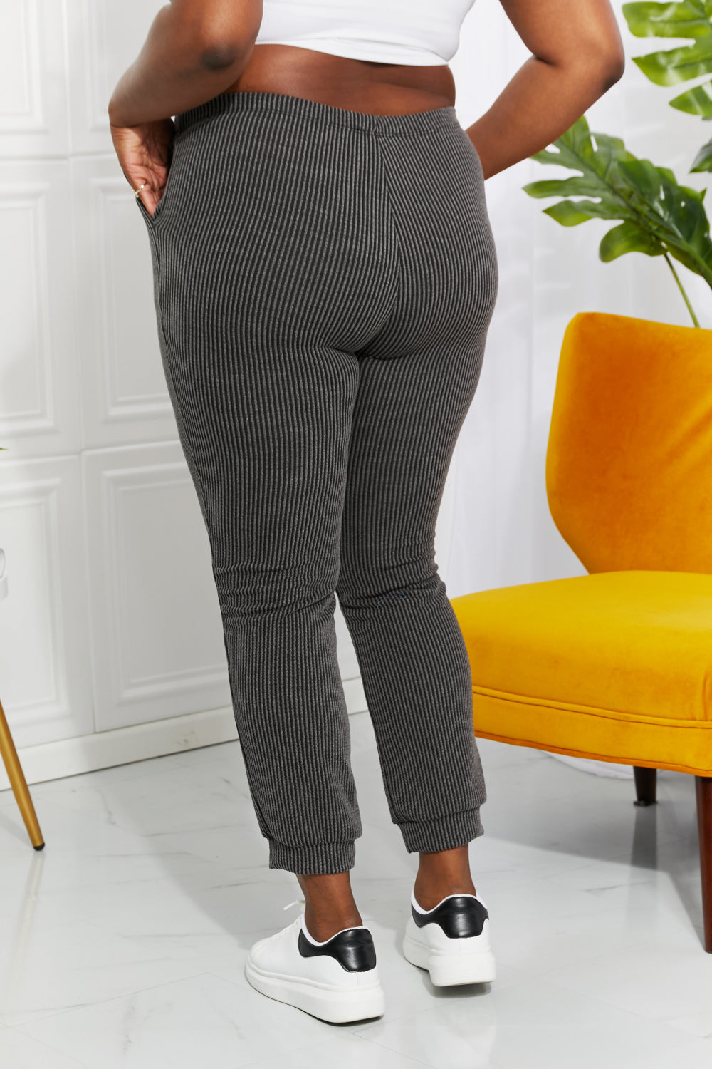 Blumin Apparel Full Size Easy Living Ribbed Joggers  | KIKI COUTURE