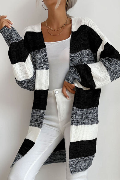 Striped Long Sleeve Duster Cardigan  | KIKI COUTURE-Women's Clothing, Designer Fashions, Shoes, Bags