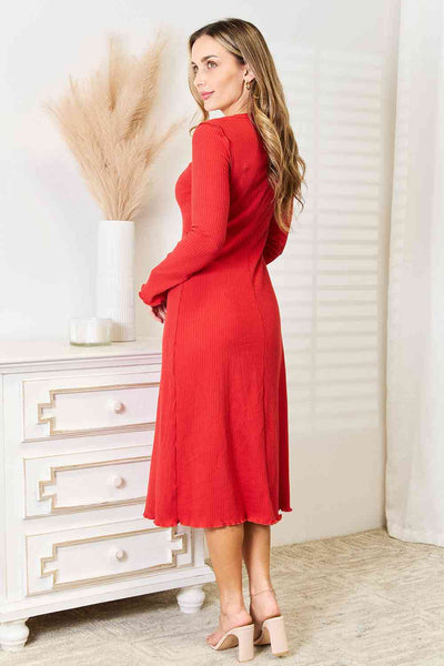 Culture Code Full Size Round Neck Long Sleeve Dress  | KIKI COUTURE