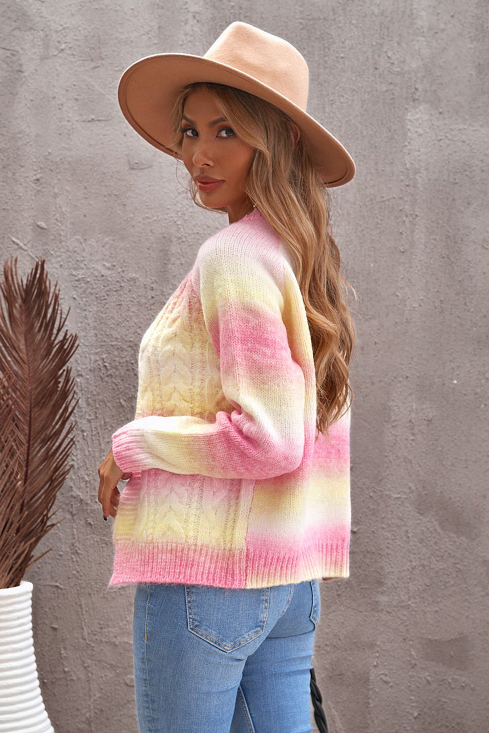 Tie-Dye Cable-Knit Raglan Sleeve Open Front Cardigan  | KIKI COUTURE-Women's Clothing, Designer Fashions, Shoes, Bags