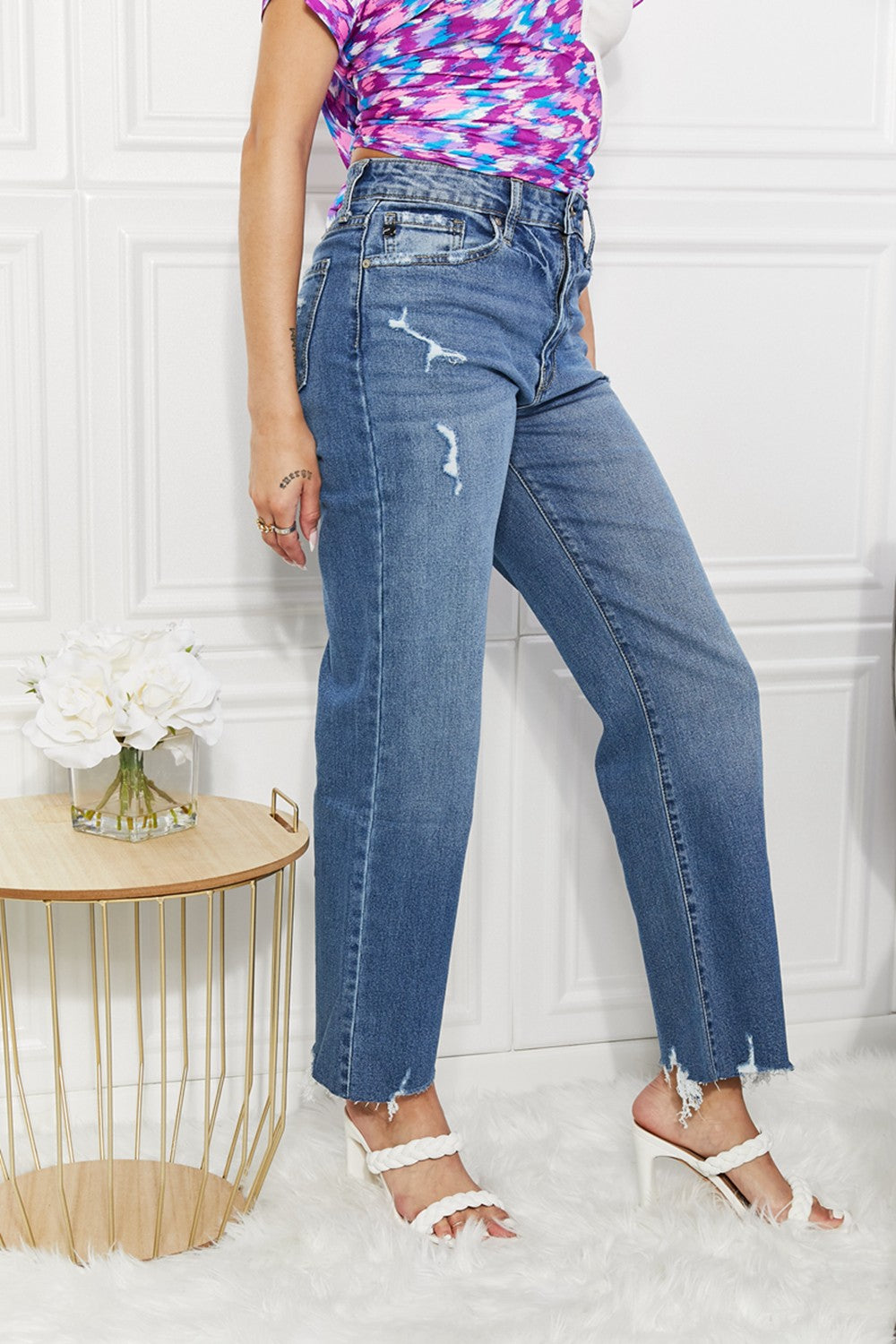Kancan Full Size Melanie Crop Wide Leg Jeans  | KIKI COUTURE