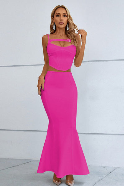 Cutout Seam Detail Cami and Fishtail Skirt Set  | KIKI COUTURE-Women's Clothing, Designer Fashions, Shoes, Bags